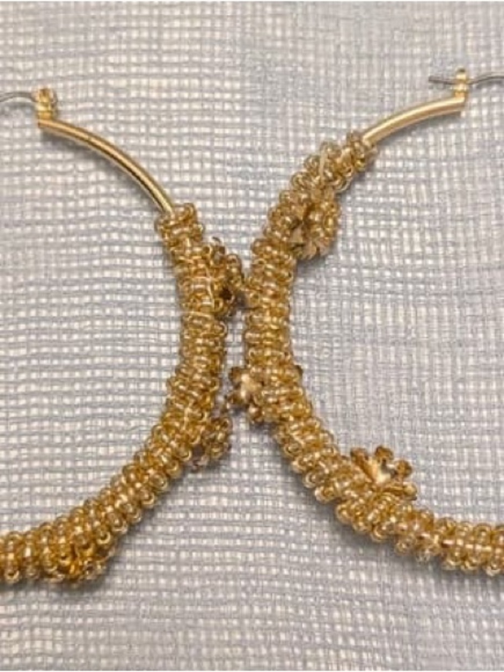 Gold Textured Hoop Earrings - Women Jewelry